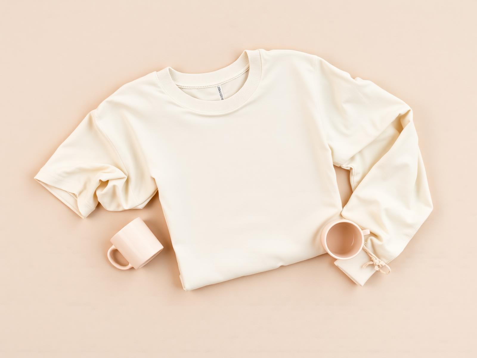 S.P.A.R.K. apparel flat lay featuring a cream sweatshirt and mugs